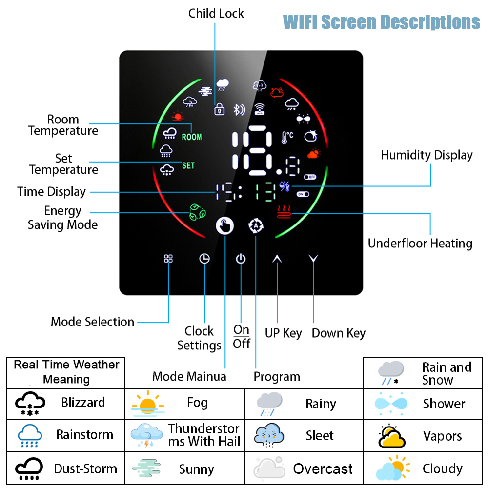 EARU Tuya WiFi 스마트 온도조절기 16A A - Smart Home Yasmina 리뷰 및 가격