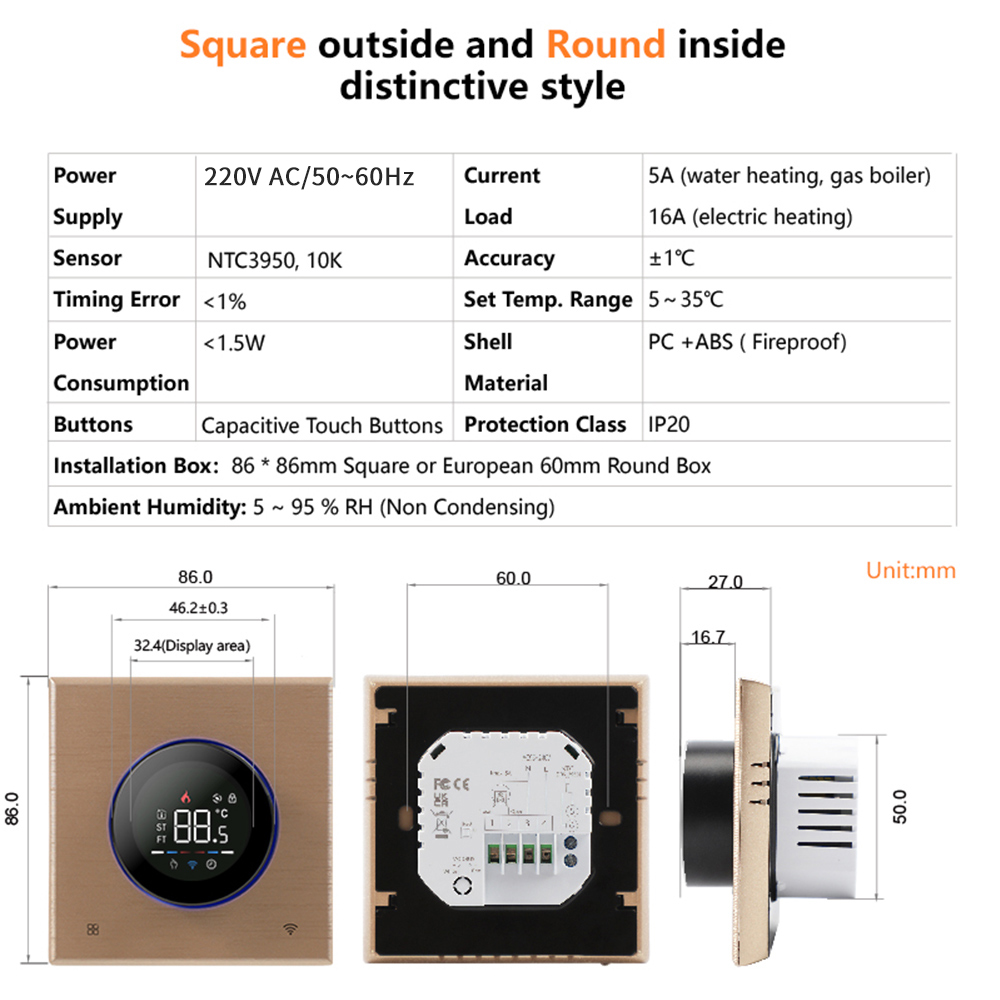 TUYA 와이파이 스마트 노브 온도조절기 바닥 난방 물 - Smart Home Yasmina 리뷰 및 가격