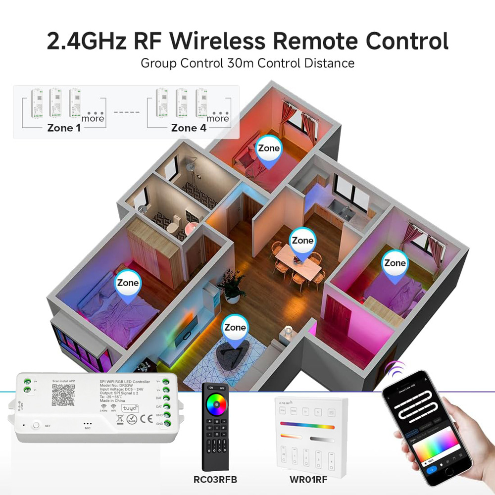 2.4G WiFi RGB SPI 컨트롤러 Tuya AP - Smart Home Llm 리뷰 및 가격
