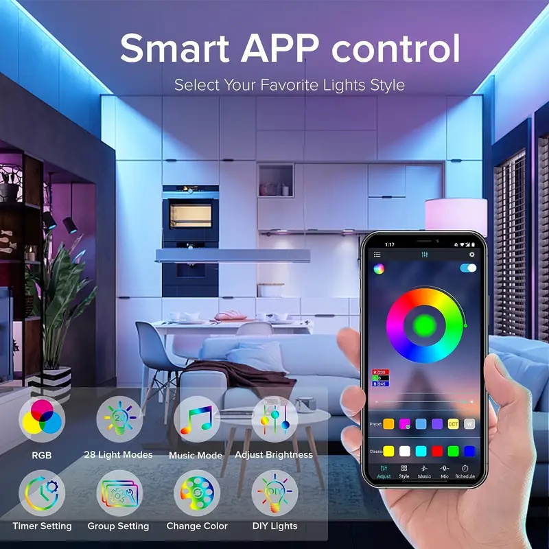 스마트 LED 스트립 조명, 음악 동기화 LED 조명, - Smart Home Llm 리뷰 및 가격