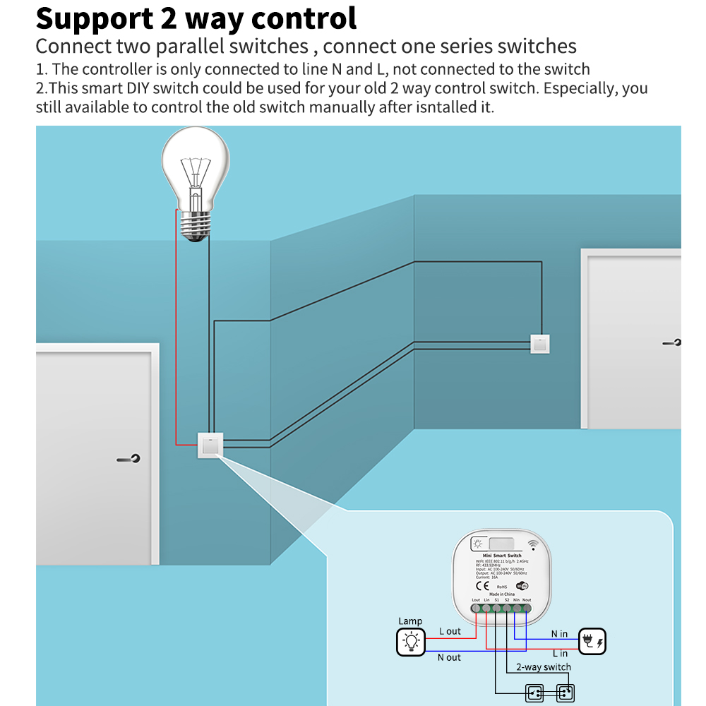 Tuya WiFi 스마트 자체 전원 공급 조명 스위치, - Smart Home Google 리뷰 및 가격